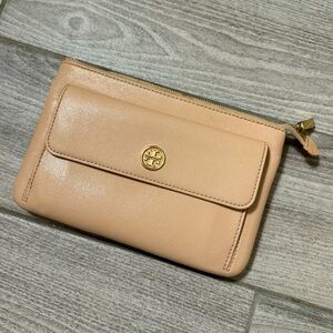 Preowned Tory Burch, mini clutch or wallet, light pinkish peachish color